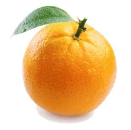 3 An orange with a leaf on it.