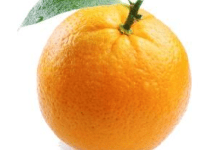 3 An orange with a leaf on it.